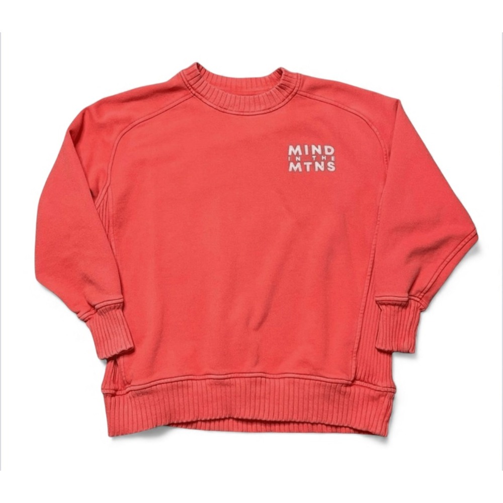 AERIE Oversized Sweatshirt DOWN TO EARTH CREWNECK Mind in the Mtns ORANGE sz XS